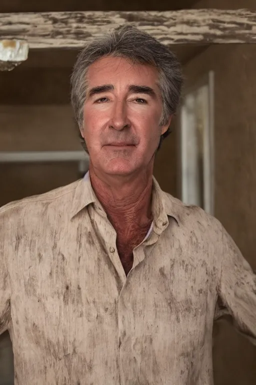 Image similar to cinematic still randy mantooth covered in mud stuck inside a giant flash hole, 4 k, dramatic lighting