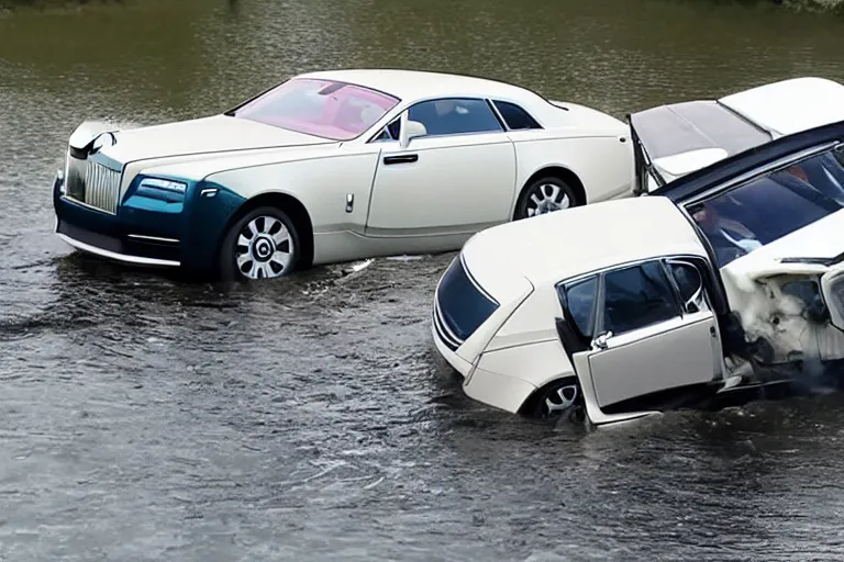 Image similar to rabid teenagers decide to drown Rolls-Royce