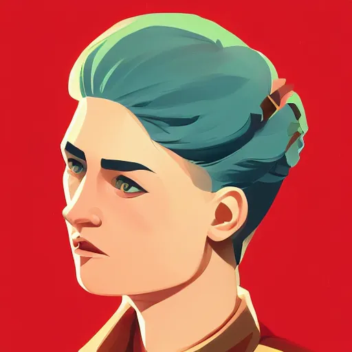 Image similar to face icon stylized minimalist young communist russian leader nadezhda konstantinovna krupskaya, loftis, cory behance hd by jesper ejsing, by rhads, makoto shinkai and lois van baarle, ilya kuvshinov, rossdraws global illumination