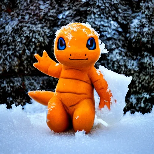 Image similar to white charmander made of snow photography