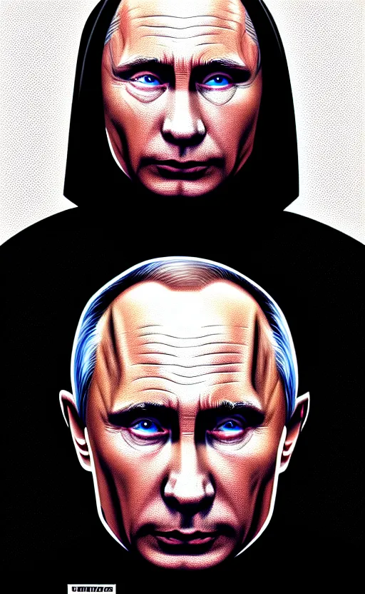 Image similar to wideangle!! comic style portrait shot of vladimir putin as emperor palpatine in the star wars, intricate, elegant, highly detailed, digital painting, artstation, concept art, illustration,