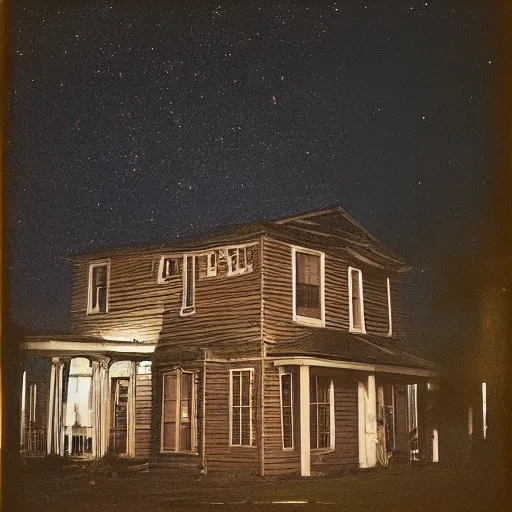 Image similar to exterior of a haunted house, late at night
