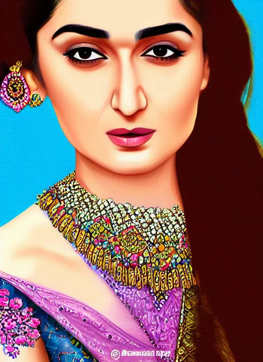 Prompt: digital art, portrait of hania aamir pakistani model, ultra - detailed artwork