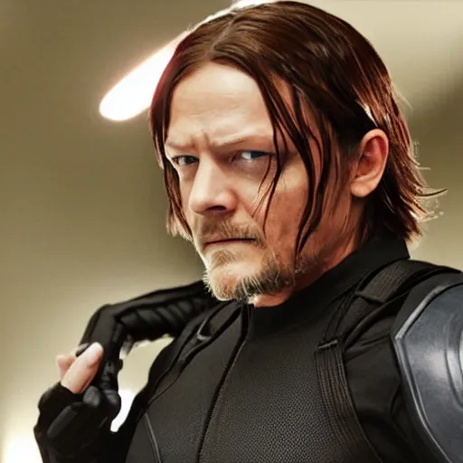 Prompt: Norman Reedus as Black Widow from The Avengers, cinematic photo