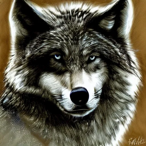 Prompt: wolf, art