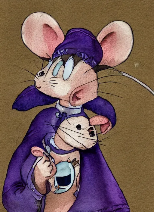 Image similar to a watercolor ink painting of the selfless female anthropomorphic mouse midwife. her wardrobe is complicated trending on artstation deviantart pinterest furaffinity hyper detailed photorealistic highlights and shadow hd 8 k post - processing high resolution