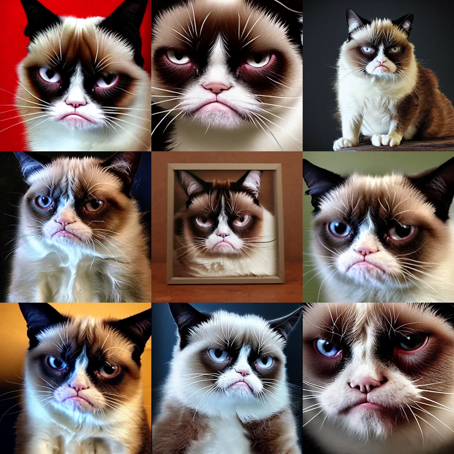 Prompt: grumpy cat, Glasgow smile, 8k, highly detailed, close enough