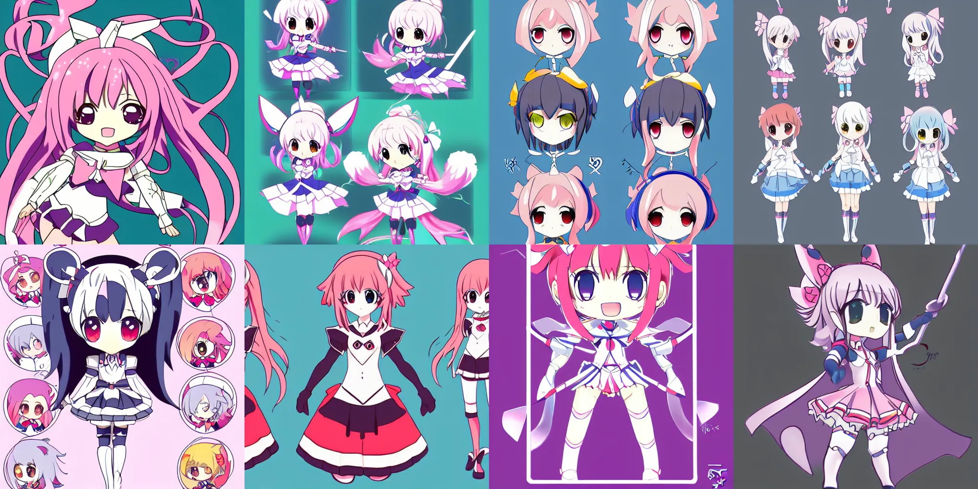 Prompt: accurate beautiful cute anime symmetric danbooru chibi depiction of a magical girl, by studio trigger, concept art, character sheet