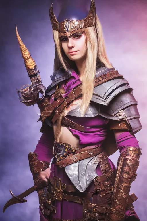 Image similar to a female DND Vedalken, high resolution film still, 8k, HDR colors, cosplay, studio lighting