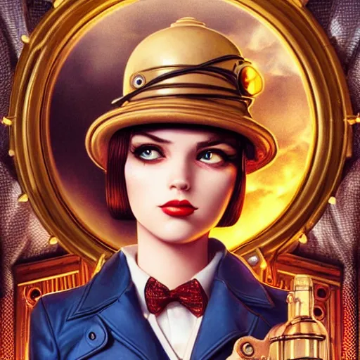 Image similar to Lofi Steampunk Bioshock portrait, Pixar style, by Tristan Eaton Stanley Artgerm and Tom Bagshaw.