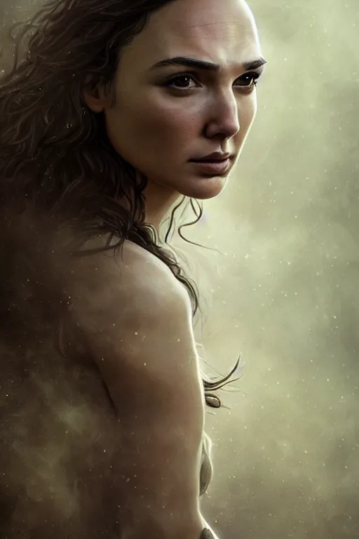 Image similar to Majestic and regal portrait of Actress Gal Gadot, intricate, epic, elegant, menacing, fantasy, highly detailed, digital painting, hard focus, beautiful volumetric lighting, epic light, ultra detailed, Horror, souls, ghosts, smoke by Leesha Hannigan, Ross Tran, Thierry Doizon, Kai Carpenter, Ignacio Fernández Ríos