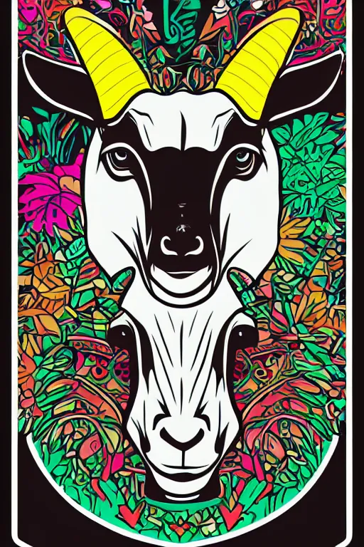 Image similar to Portrait of a drug dealer goat, sticker, andromorphic, colorful, illustration, highly detailed, simple, smooth and clean vector curves, no jagged lines, vector art, smooth