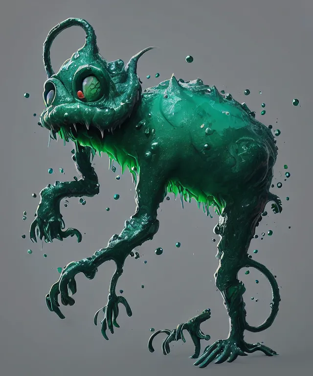 Image similar to an ooze slime creature in a dr seuss artstyle, adorable and whimsical, fantasy, elegant, crisp 8 k line work, rim light, digital painting, artstation, unreal engine, octane render, concept art, matte, sharp focus, illustration