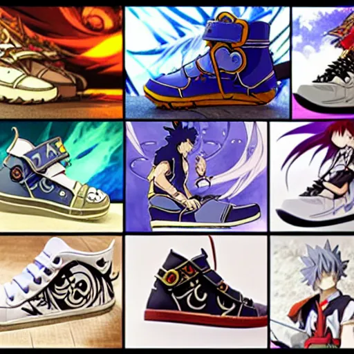 Image similar to fantasy anime jrpg sneaker design designed by studio ghibli, chrono trigger guilty gear style, aztec mayan street fashion native punk sneaker design, hip hop sneaker design with subtle mayan patterns, gapmoe yandere grimdark, trending on pixiv fanbox, painted by greg rutkowski makoto shinkai takashi takeuchi studio ghibli, akihiko yoshida