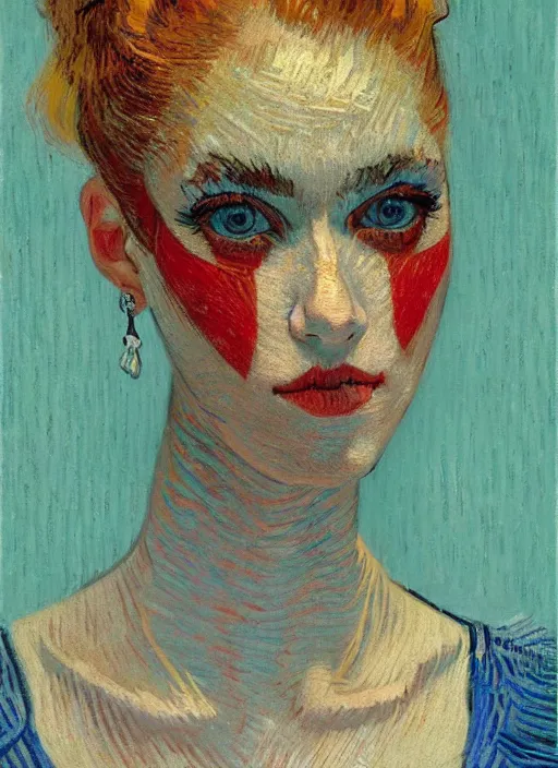 Prompt: !! detailed beautiful symmetrical portrait of a beautiful parisian dancer!!, detailed face, symmetrical painting, beautiful expressionist oil painting masterpiece, 8 k resolution, by van gogh, smooth, sharp focus, pastel color palette, trending on artstation