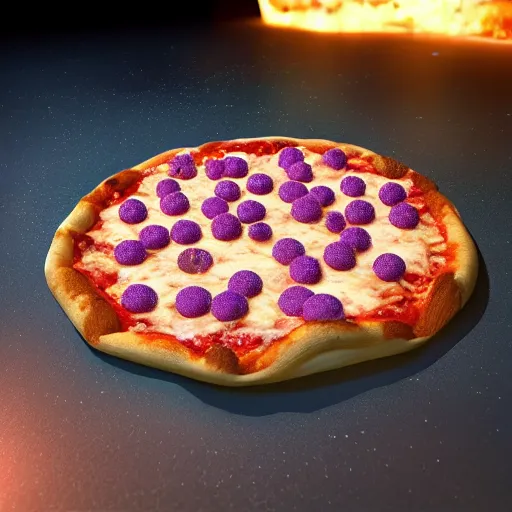 Image similar to crystallized pizza, render, unreal engine, octane, volumetric lightning, 8 k