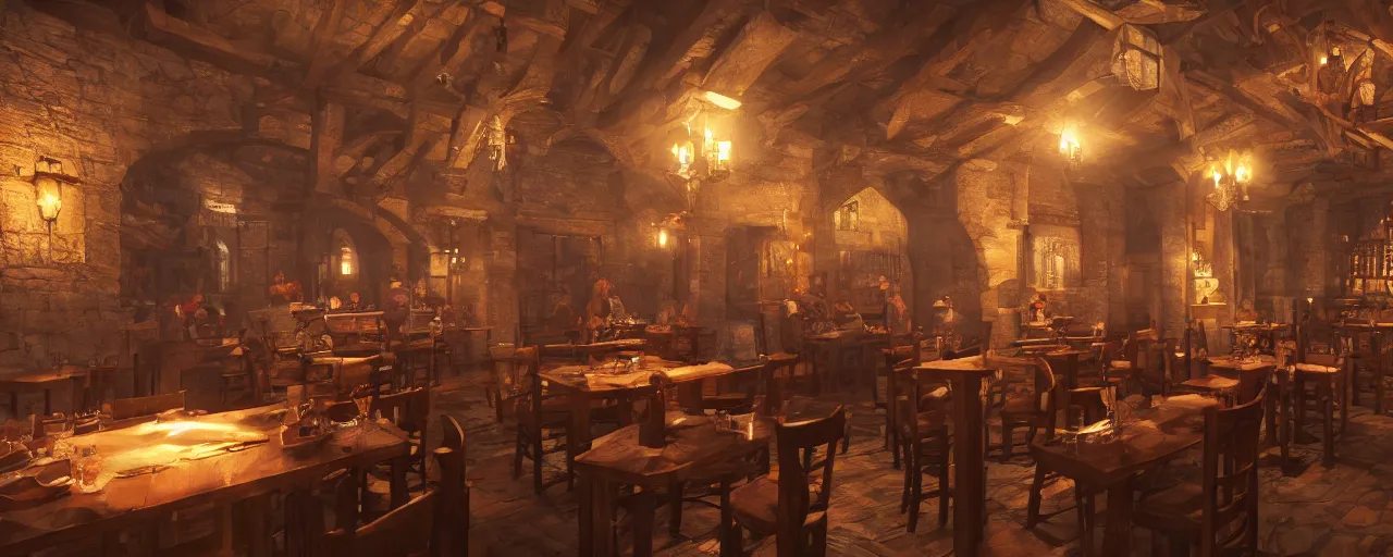 Image similar to tiny, medieval era tavern with exotic dancers, exterior, two stories, vaporwave aesthetics, 8 k uhd, unreal engine, octane render in the artstyle of finnian macmanus, john park and greg rutkowski