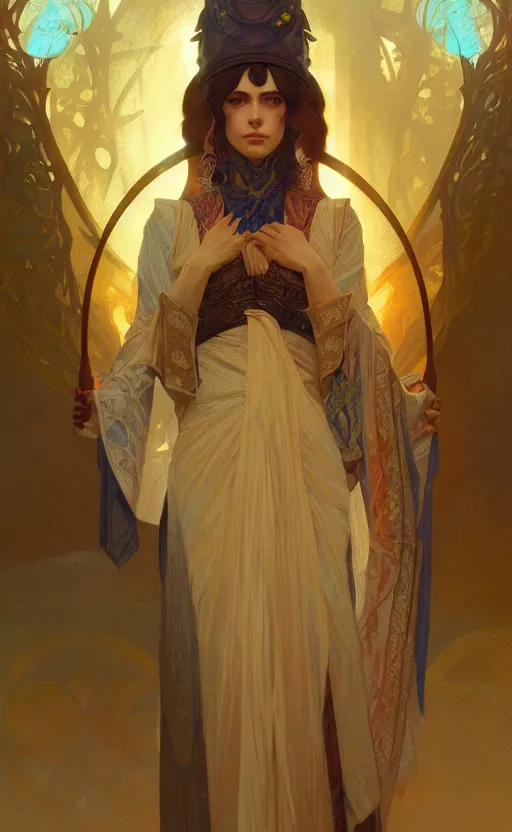 Image similar to the personification of judaism, highly detailed, digital painting, artstation, concept art, sharp focus, illustration, art by greg rutkowski and alphonse mucha