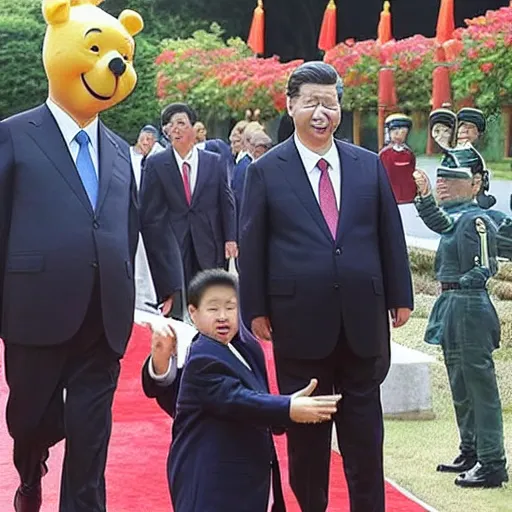 Prompt: Xi Jinping looking like Winnie the Pooh, parody