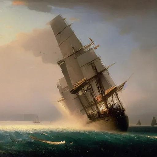 Image similar to uss submarine hmcs thresher painting by hubert robert periscope aivazovsky detailed