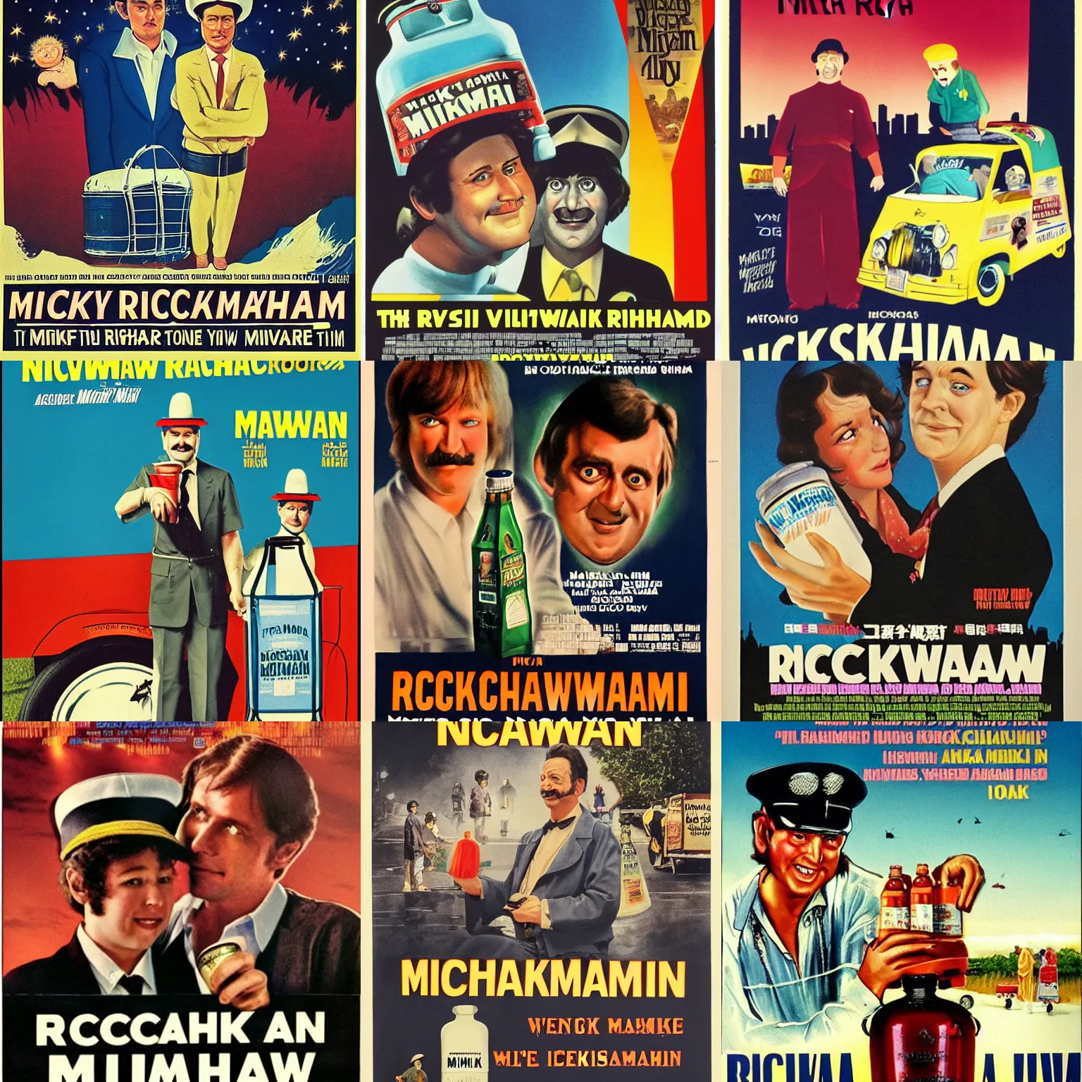 Prompt: Movie Poster for The Rickshaw Milkman Returns (1980)
