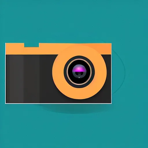 Prompt: app icon of a camera, mate colors, material design, minimalist