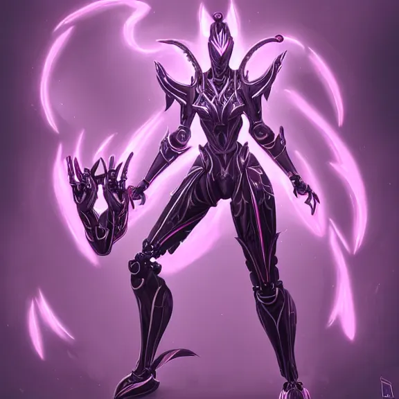 Image similar to highly detailed exquisite fanart, of a beautiful female warframe, but as an anthropomorphic elegant robot female dragoness, glowing eyes shiny, and smooth off-white plated armor, bright Fuchsia skin beneath the armor, sharp claws, robot dragon four fingered hands, and robot dragon feet, standing elegant pose, close-up shot, full body shot, epic cinematic shot, professional digital art, high end digital art, singular, realistic, DeviantArt, artstation, Furaffinity, 8k HD render, epic lighting, depth of field