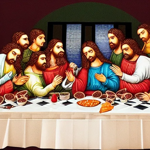 Image similar to the last supper at mcdonalds