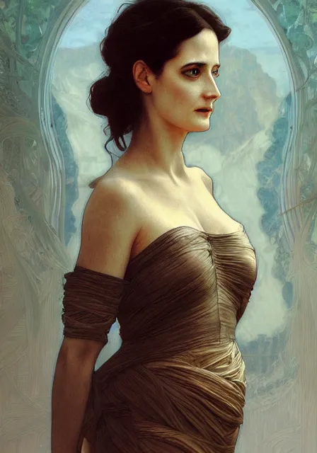 Image similar to eva green mummy, intricate, elegant, highly detailed, digital painting, artstation, concept art, smooth, sharp focus, illustration, art by artgerm and greg rutkowski and alphonse mucha and william - adolphe bouguereau