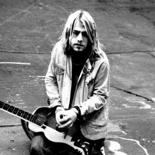 Prompt: Kurt Cobain in a drain