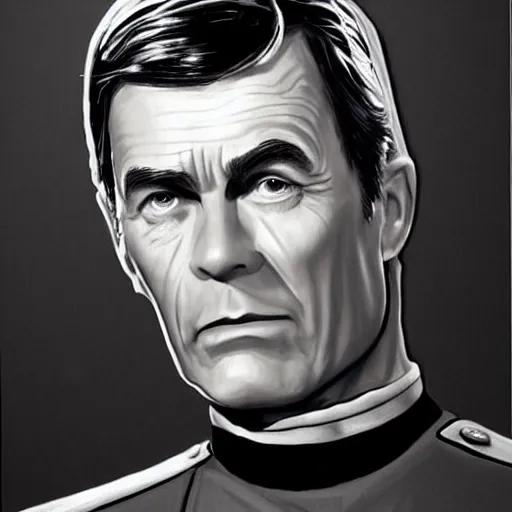 Image similar to captain pike from star trek. realistic concept art painting,