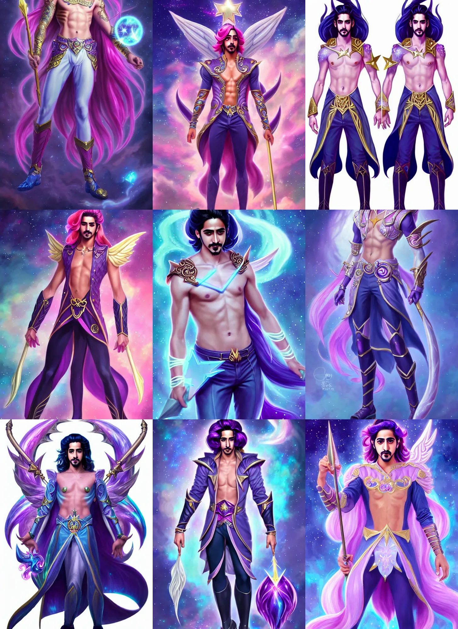 Prompt: full body portrait of avan jogia as a magical star guardian. detailed face, concept art, intricate, highly detailed 8 k, smooth, sharp focus, handsome and aesthetic shape of face and body, artgerm, artstation, art by zexi guo and nira and junpei suzuki and gharliera and rinotuna