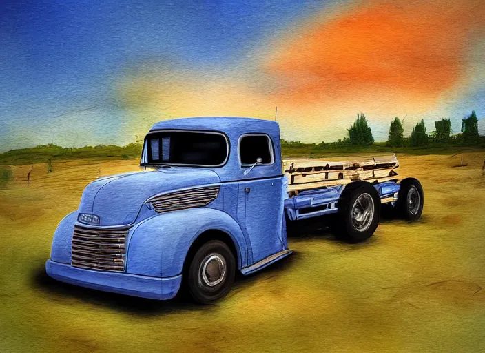 Prompt: cell-shaded picture of a truck,