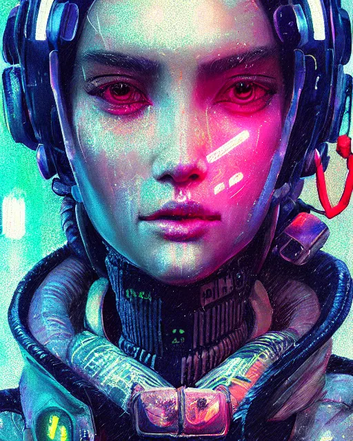 Prompt: detailed portrait neon operator girl, cyberpunk futuristic neon, reflective puffy coat, decorated with traditional japanese ornaments by ismail inceoglu dragan bibin hans thoma greg rutkowski alexandros pyromallis nekro rene maritte illustrated, perfect face, fine details, realistic shaded, fine - face, pretty face