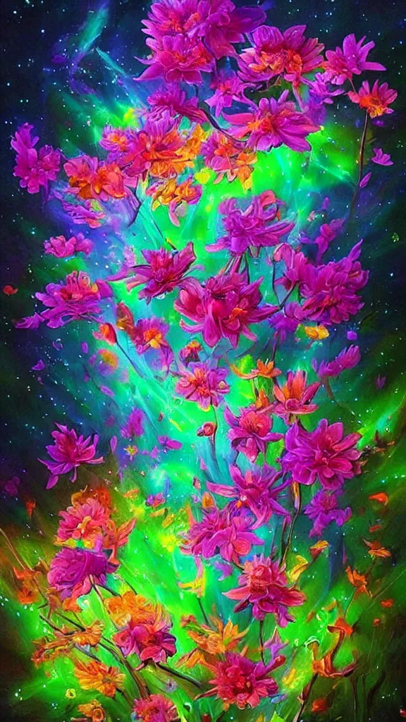 Image similar to glow bloom Tansparency diffusion beautiful painting acrylic multicolor bioluminescence artstation