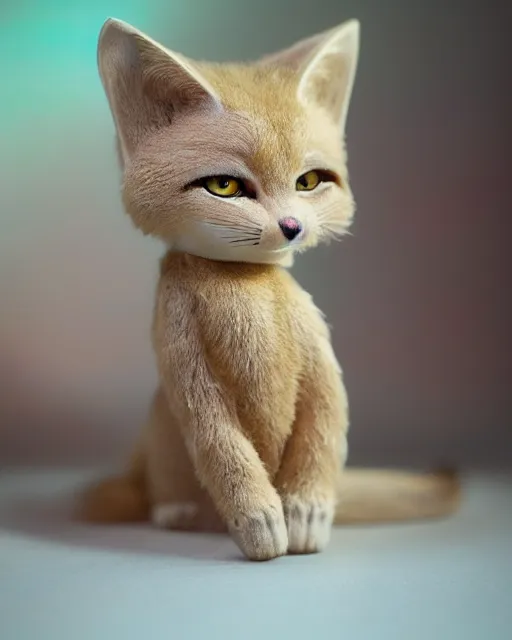 Prompt: very beautiful portrait of an extremely cute and adorable sand cat in a cozy pixar style living room, smooth, perfect face, fantasy, character design by mark ryden and craola, sharp focus, concept art, intricate detail, cinematic lighting, hyperrealistic, 5 0 mm, diorama macro photography, 8 k, nature