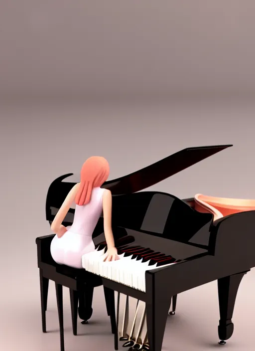 Image similar to 3 d render gril playing piano, 4 k, high quality, sharp fucos