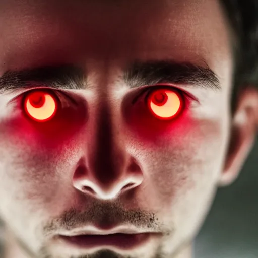 Image similar to a man with red glowing eyes