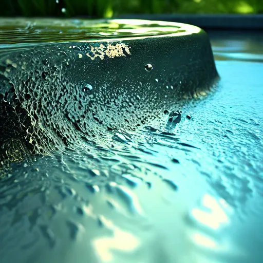 Image similar to Splashing Water, Hyperrealistic Simulation, Refractions and Subsurface Scattering, Octane Renderer, Redshift, Ultra Settings, Photorealistic Rendering, Raytraced Lights and Shadows, Depth of Field, Hyperdetailed, Wallpaper