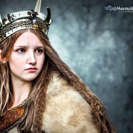Image similar to beautiful Viking princess with ornate cloak, highly detailed, 4k, HDR, smooth, sharp focus, photo-realistic, high resolution, award-winning, macro 20mm, headshot