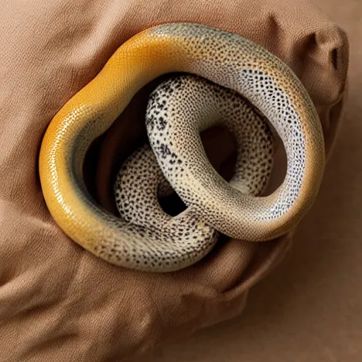 Image similar to baby snake wearing fake giraffe ossicones, tucked into its little bed, highly detailed, high definition, ultra realistic, soft focus