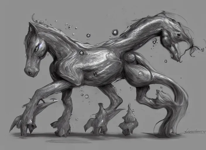 Image similar to concept art of anthropomorphic horse owith a slime parasite, carrying a saddle bag, digital art, photo realistic, highly detailed