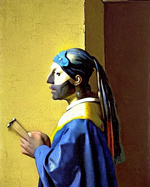 Image similar to johannes vermeer painting of batman