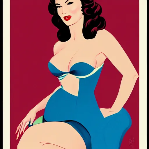 Image similar to a pinup illustration of megan fox in the style of alberto vargas.