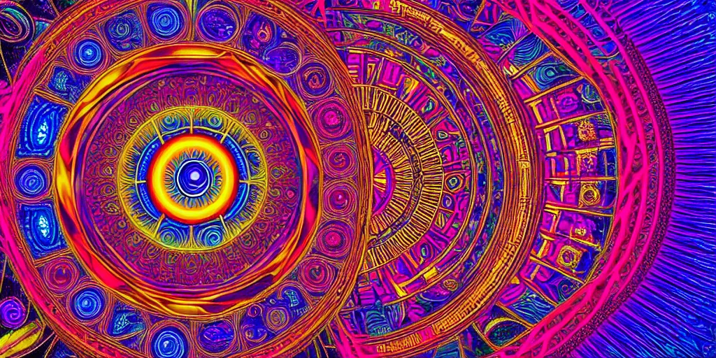 Image similar to dmt dream, eye of horace, sacred geometry, psychedelic architecture, soul frequency, 8 k resolution, highly detailed,