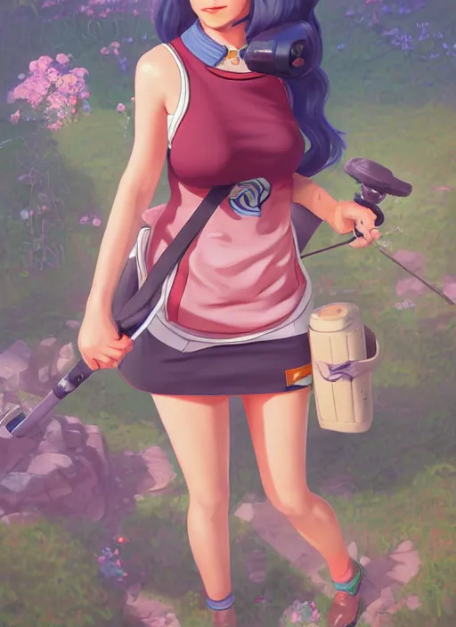 Image similar to tina belcher as a character from league of legends, hyper detailed, digital art, overhead view, trending in artstation, studio quality, smooth render, unreal engine 5 rendered, octane rendered, art style by klimt and nixeu and ian sprigger and wlop and krenz cushart