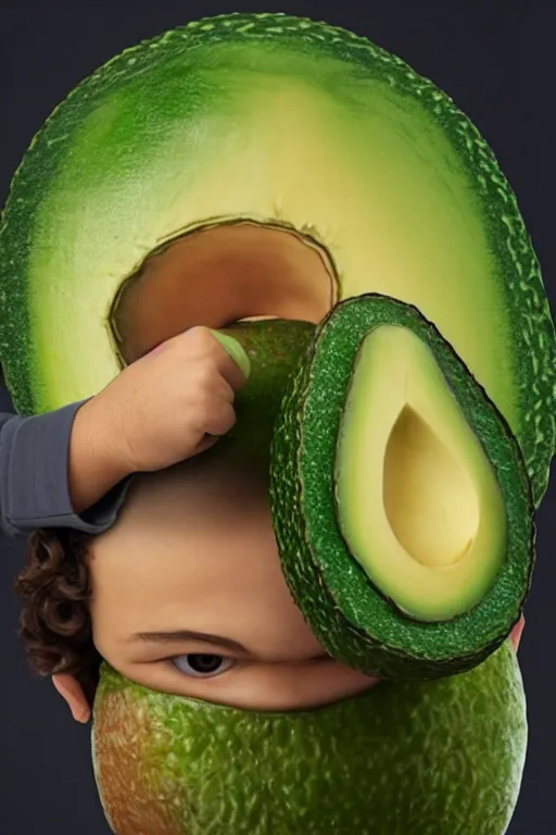 Image similar to 📷 gaten matarazzo the avocado 🥑, made of food, head portrait, dynamic lighting, 4 k