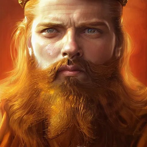 Prompt: portrait of an king, brown long hair, beard, eye scar, golden crown, digital painting, artstation, concept art, donato giancola, Joseph Christian Leyendecker, WLOP, Boris Vallejo, Breathtaking, 8k resolution, extremely detailed, beautiful, establishing shot, artistic, hyperrealistic, beautiful face, octane render, cinematic lighting, dramatic lighting, masterpiece