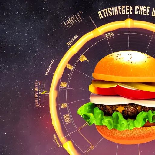 Image similar to cheeseburger is the center of universe, astronomical, vray, award winning