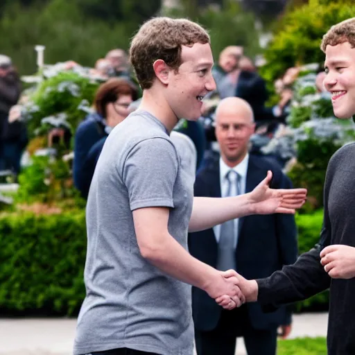 Image similar to mark zuckerberg and magnus carlsen shaking hands